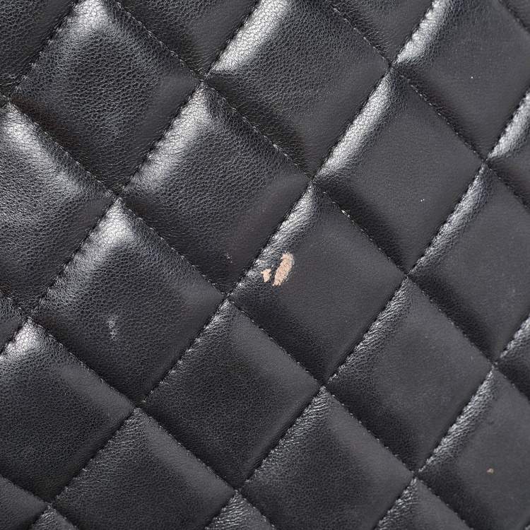 Pre Owned Chanel Black Quilted Lambskin Leather Maxi Classic Double Flap Bag