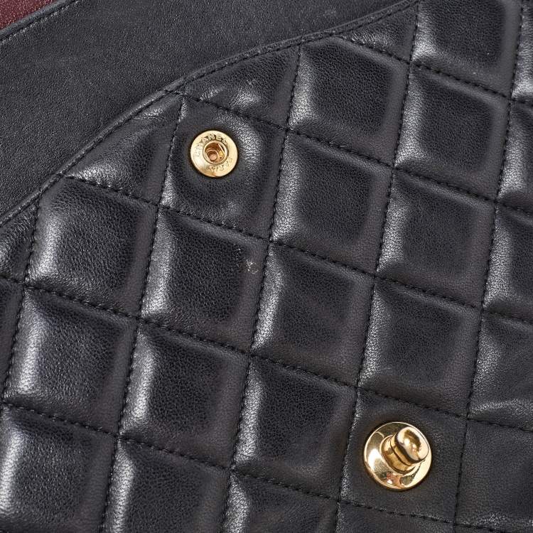 Pre Owned Chanel Black Quilted Lambskin Leather Maxi Classic Double Flap Bag