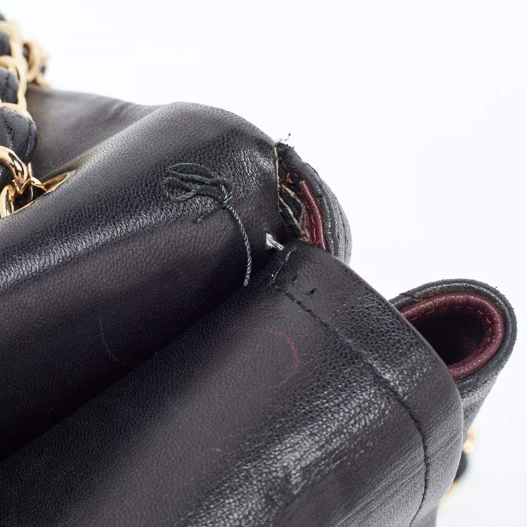Pre Owned Chanel Black Quilted Lambskin Leather Maxi Classic Double Flap Bag
