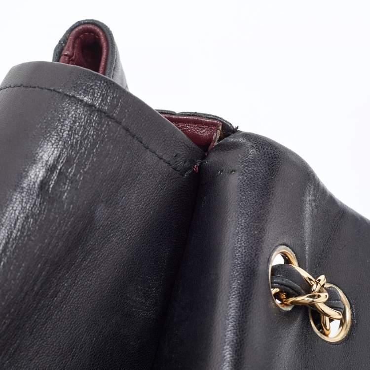 Pre Owned Chanel Black Quilted Lambskin Leather Maxi Classic Double Flap Bag