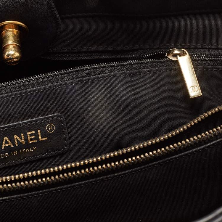 Pre Owned Chanel Black Quilted Leather Large Boy Shopper Tote