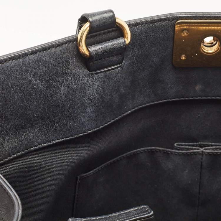 Pre Owned Chanel Black Quilted Leather Large Boy Shopper Tote