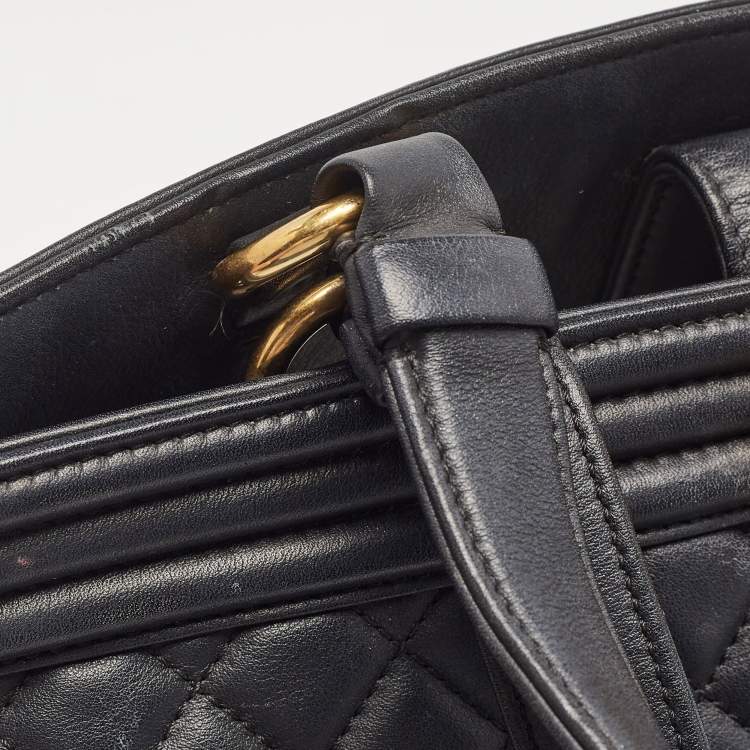 Pre Owned Chanel Black Quilted Leather Large Boy Shopper Tote
