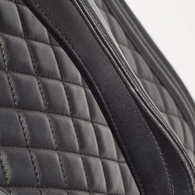 Pre Owned Chanel Black Quilted Leather Large Boy Shopper Tote