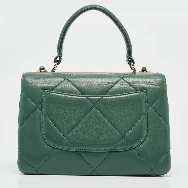 Pre Owned Chanel Green Quilted Leather Small Trendy CC Top Handle Bag