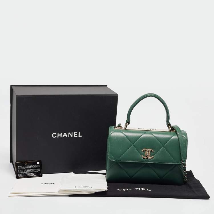 Pre Owned Chanel Green Quilted Leather Small Trendy CC Top Handle Bag