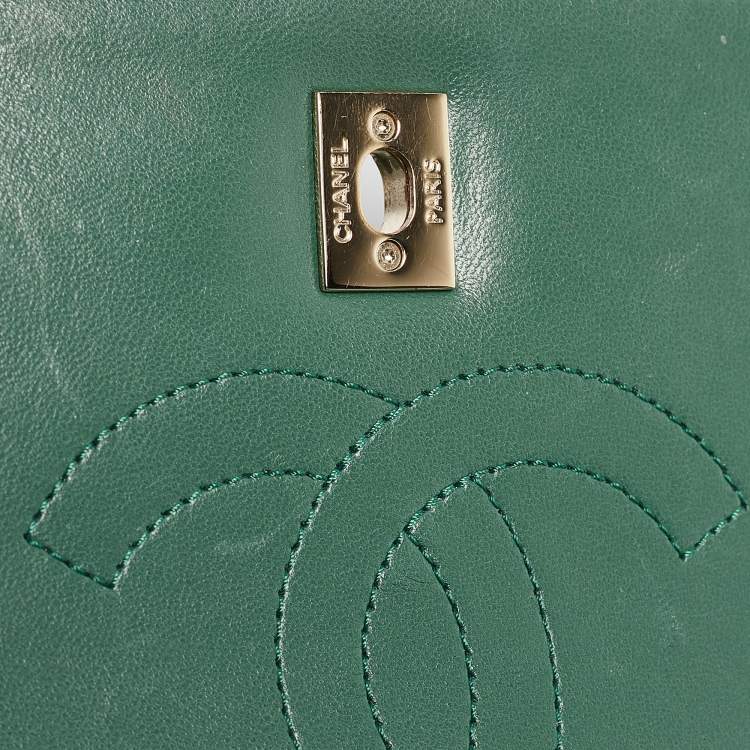 Pre Owned Chanel Green Quilted Leather Small Trendy CC Top Handle Bag