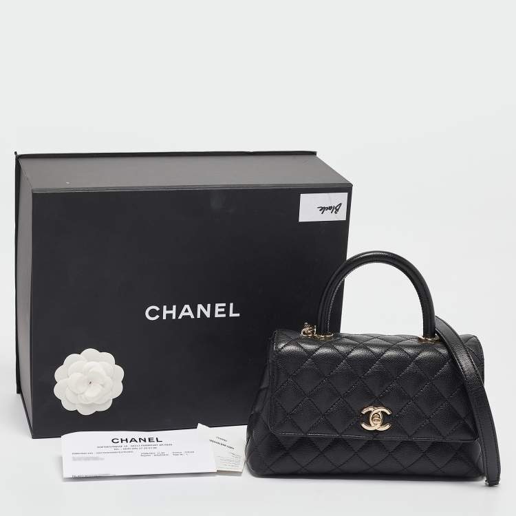 مملوكة مسبقًا Chanel Black Quilted Caviar Leather Small Coco Top Handle Bag