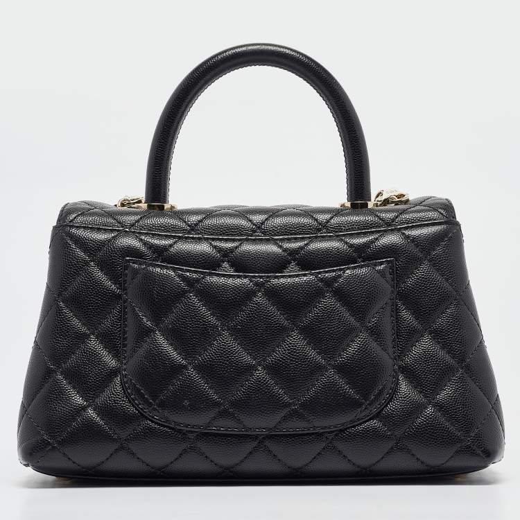 مملوكة مسبقًا Chanel Black Quilted Caviar Leather Small Coco Top Handle Bag