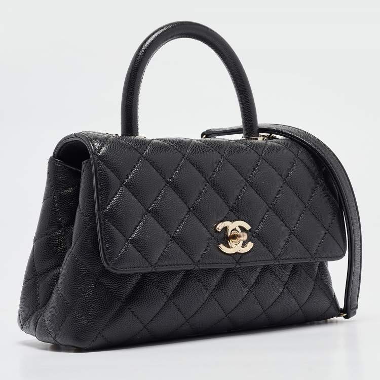 مملوكة مسبقًا Chanel Black Quilted Caviar Leather Small Coco Top Handle Bag