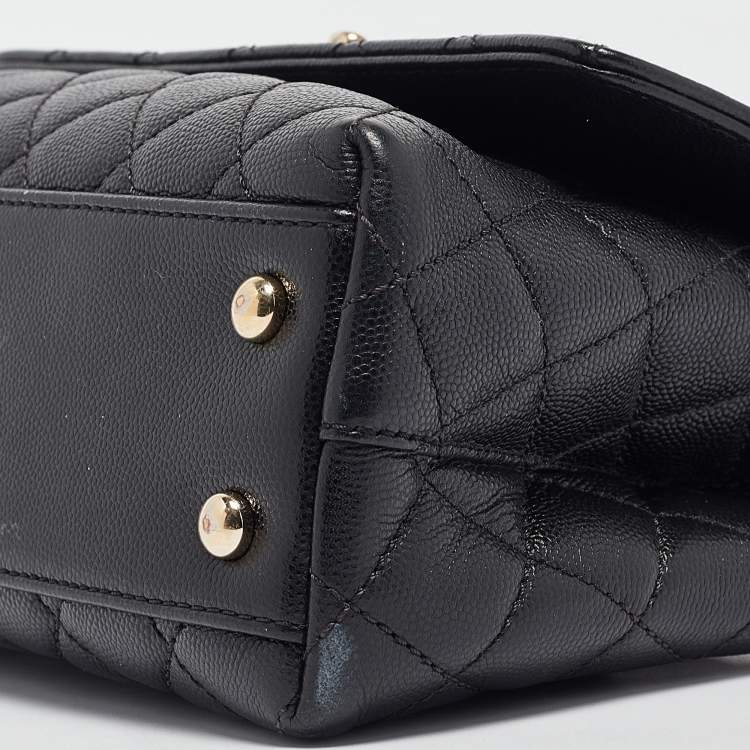 مملوكة مسبقًا Chanel Black Quilted Caviar Leather Small Coco Top Handle Bag
