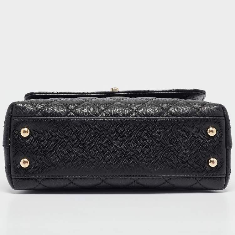 مملوكة مسبقًا Chanel Black Quilted Caviar Leather Small Coco Top Handle Bag