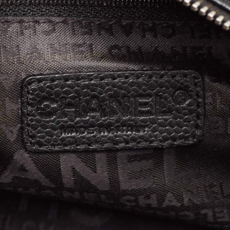 Pre Owned Chanel Black Leather Square Stitch Bowler Bag