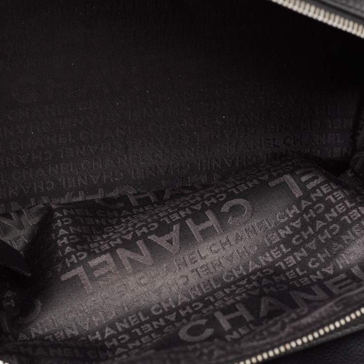 Pre Owned Chanel Black Leather Square Stitch Bowler Bag