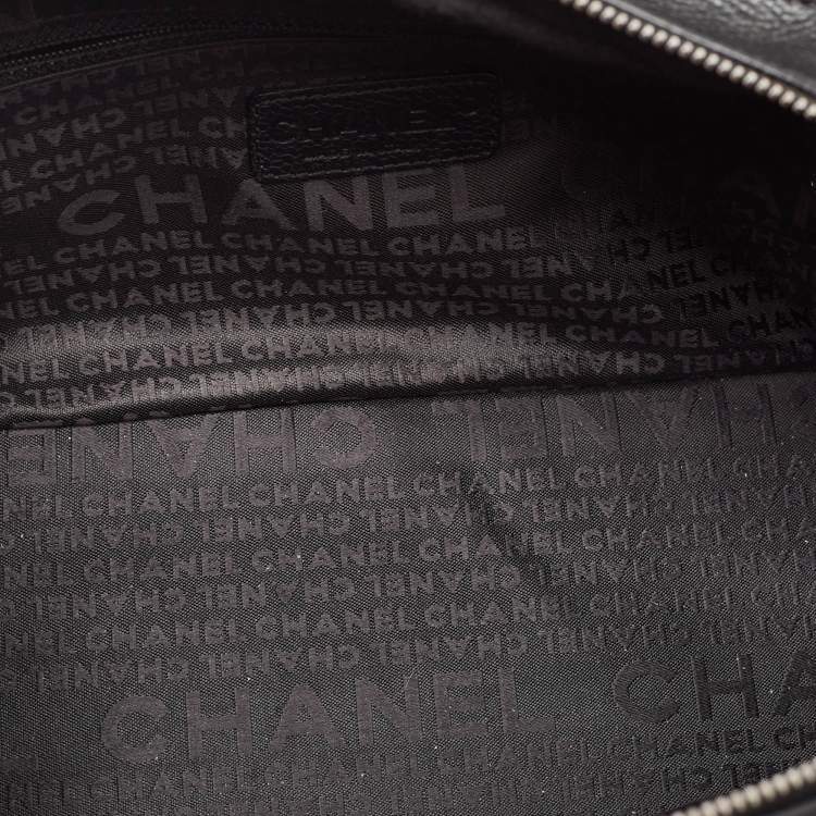 Pre Owned Chanel Black Leather Square Stitch Bowler Bag