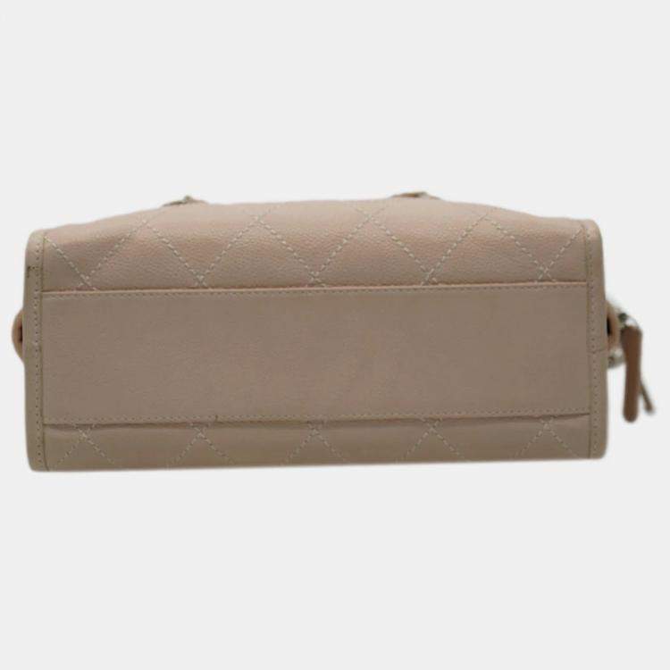 Pre Owned Chanel Pink Quilted Caviar Small Deauville Bowling Bag