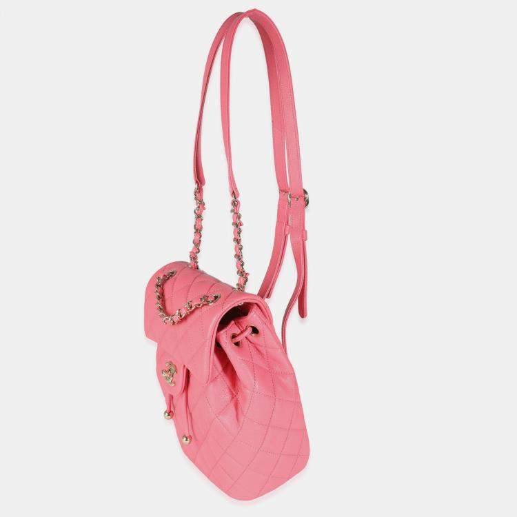 Pre Owned Chanel Pink Leather Quilted Urban Spirit Backpack 