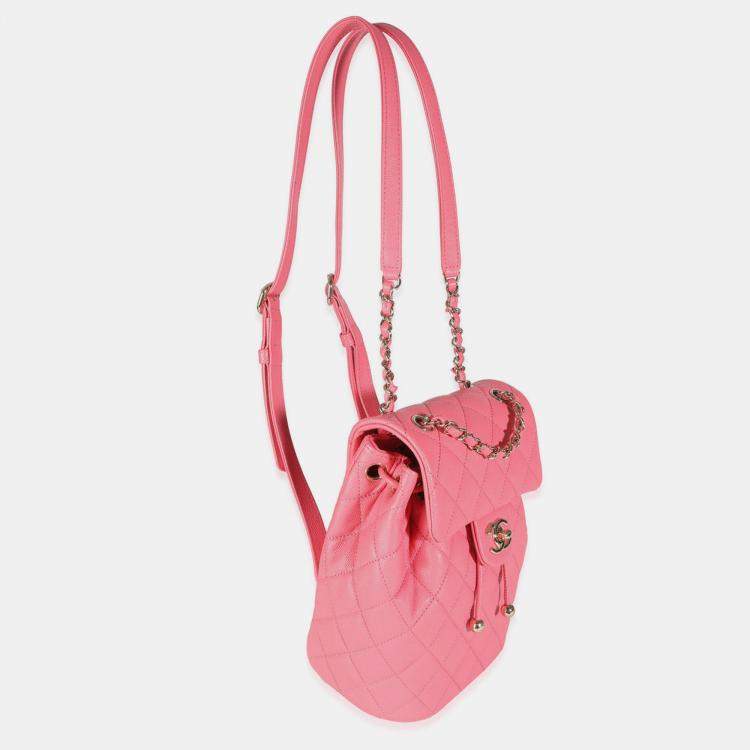 Pre Owned Chanel Pink Leather Quilted Urban Spirit Backpack 