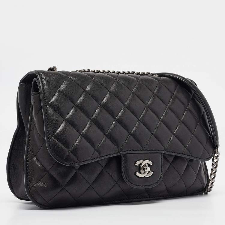 Pre Owned Chanel Black Quilted Leather CC Double Compartment Flap Bag