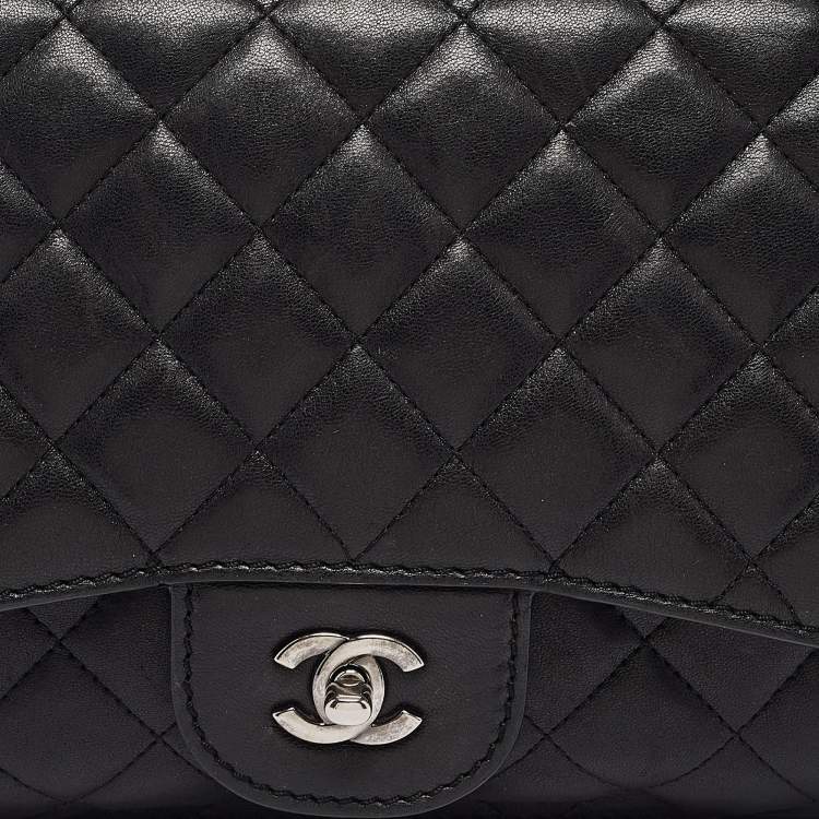 Pre Owned Chanel Black Quilted Leather CC Double Compartment Flap Bag