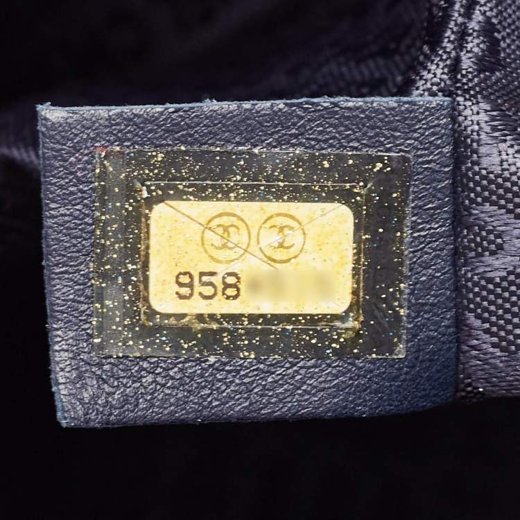 Pre Owned Chanel Navy Blue Quilted Nubuck Leather Timeless Bowler Bag