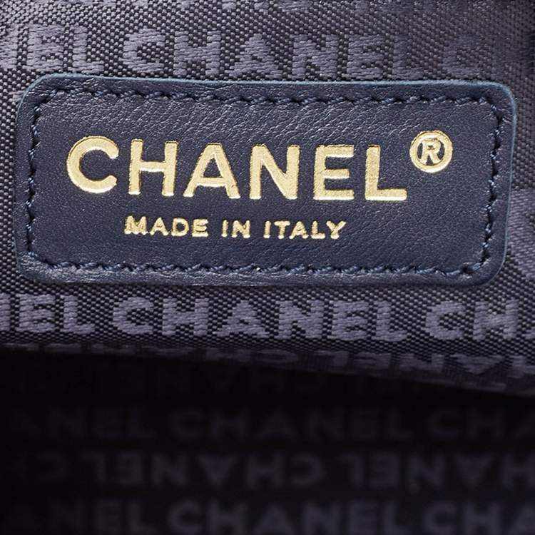 Pre Owned Chanel Navy Blue Quilted Nubuck Leather Timeless Bowler Bag