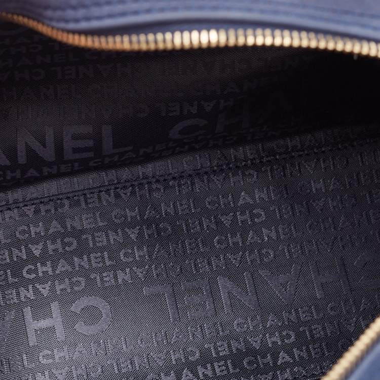 Pre Owned Chanel Navy Blue Quilted Nubuck Leather Timeless Bowler Bag
