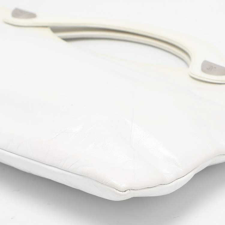 Pre Owned Chanel White Quilted Leather Vintage Bag