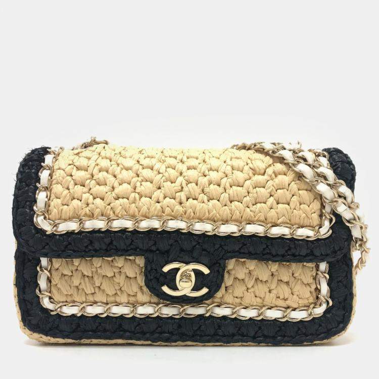 Chanel raffia flap bag sale