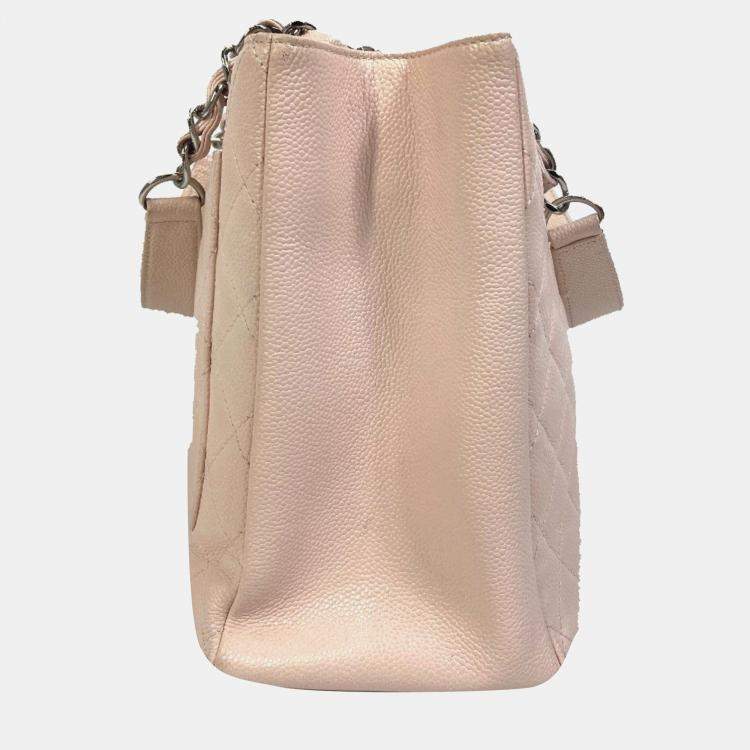 Pre Owned Chanel Pink Caviar Leather Quilted GST Tote Bag