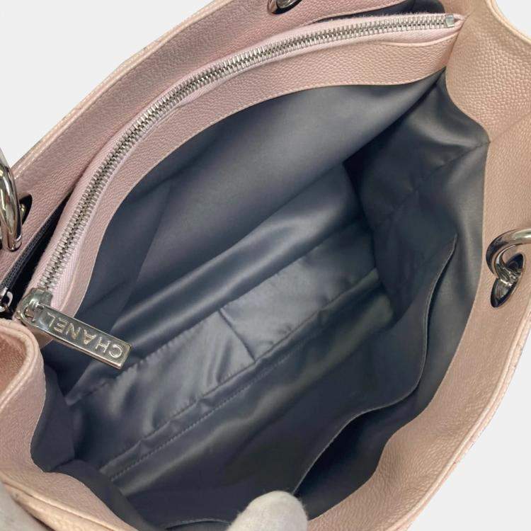 Pre Owned Chanel Pink Caviar Leather Quilted GST Tote Bag