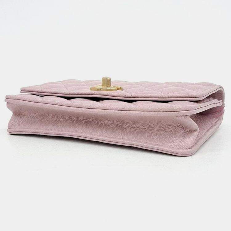 Pre Owned Chanel Caviar Heart Ball WOC Mini Crossbody Bag