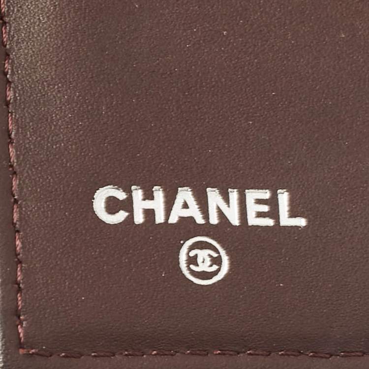 Pre Owned Chanel Plum Quilted Caviar Leather Classic Flap Trifold Wallet