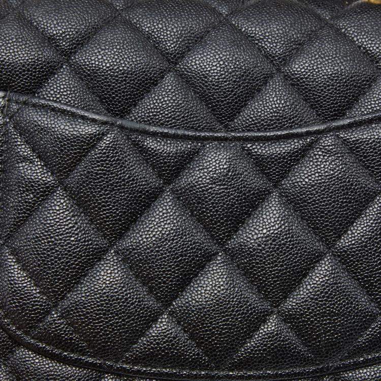 Pre Owned Chanel Black Quilted Caviar Leather Mini Rectangular Flap Top Handle Bag