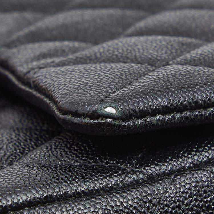 Pre Owned Chanel Black Quilted Caviar Leather Mini Rectangular Flap Top Handle Bag