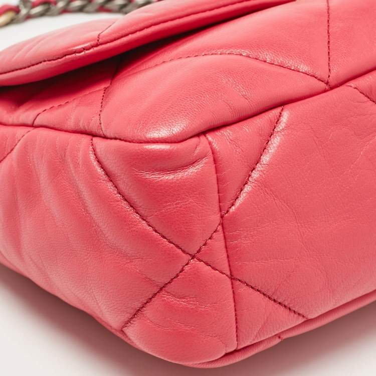 Pre Owned Chanel Pink Quilted Leather Small 19 Flap Bag