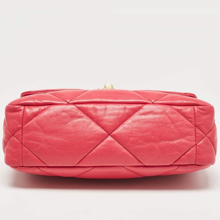 Pre Owned Chanel Pink Quilted Leather Small 19 Flap Bag
