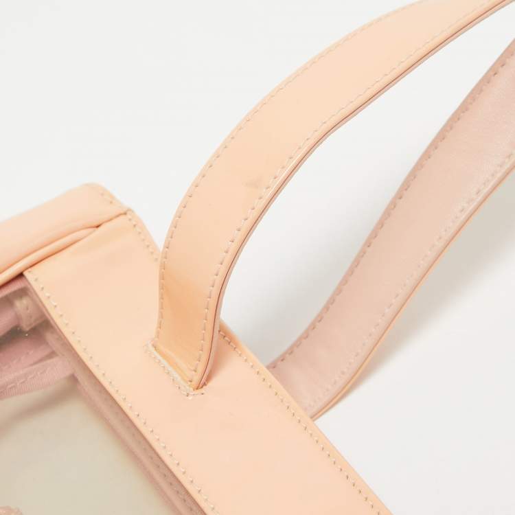 Pre Owned Chanel Pink/Peach PVC and Patent Leather Triple CC Tote