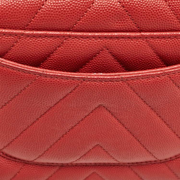 Pre Owned Chanel Brick Red Caviar Leather Mini Coco Top Handle Bag