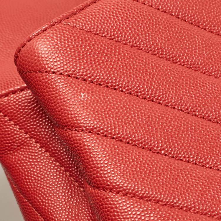 Pre Owned Chanel Brick Red Caviar Leather Mini Coco Top Handle Bag