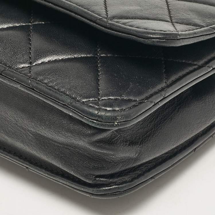 Pre Owned Chanel Black Quilted Leather Classic Wallet On Chain