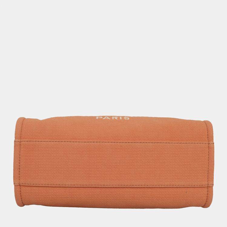 Pre Owned Chanel Orange Canvas Small Deauville Tote Bag