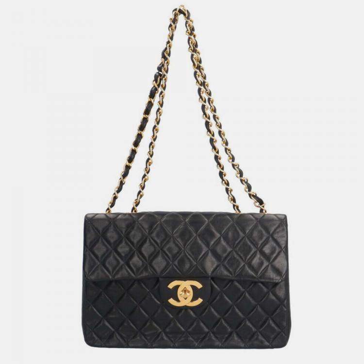 Chanel Black Leather XL Maxi Flap Shoulder Bag