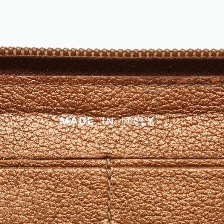 Pre Owned Chanel Brown Leather Camellia Zip Around Wallet
