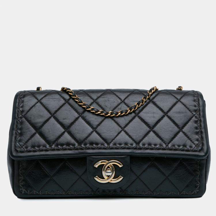 Chanel Quilted Lambskin Whipstitch Single Flap