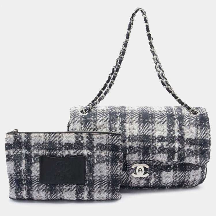 Chanel Tweed Print Nylon Chain Flap Bag