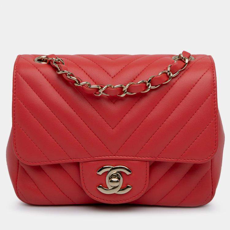 Chanel Mini Square Classic Lambskin Chevron Flap