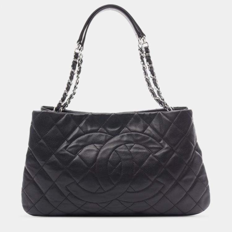 Chanel CC Quilted Caviar Zip Around Chain Tote