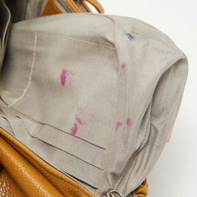 Pre Owned Chanel Tan Caviar Leather Half Moon Wallet On Chain