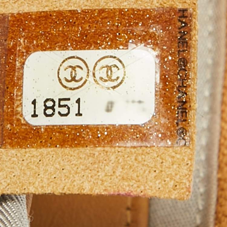 Pre Owned Chanel Tan Caviar Leather Half Moon Wallet On Chain